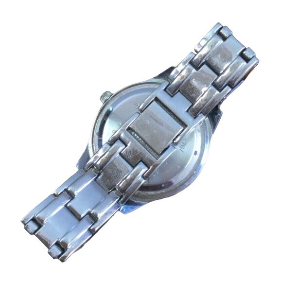 Ladies Quartz Watch Pink Crystals Japan Movement Stainless Steel Bracelet - Picture 3 of 5